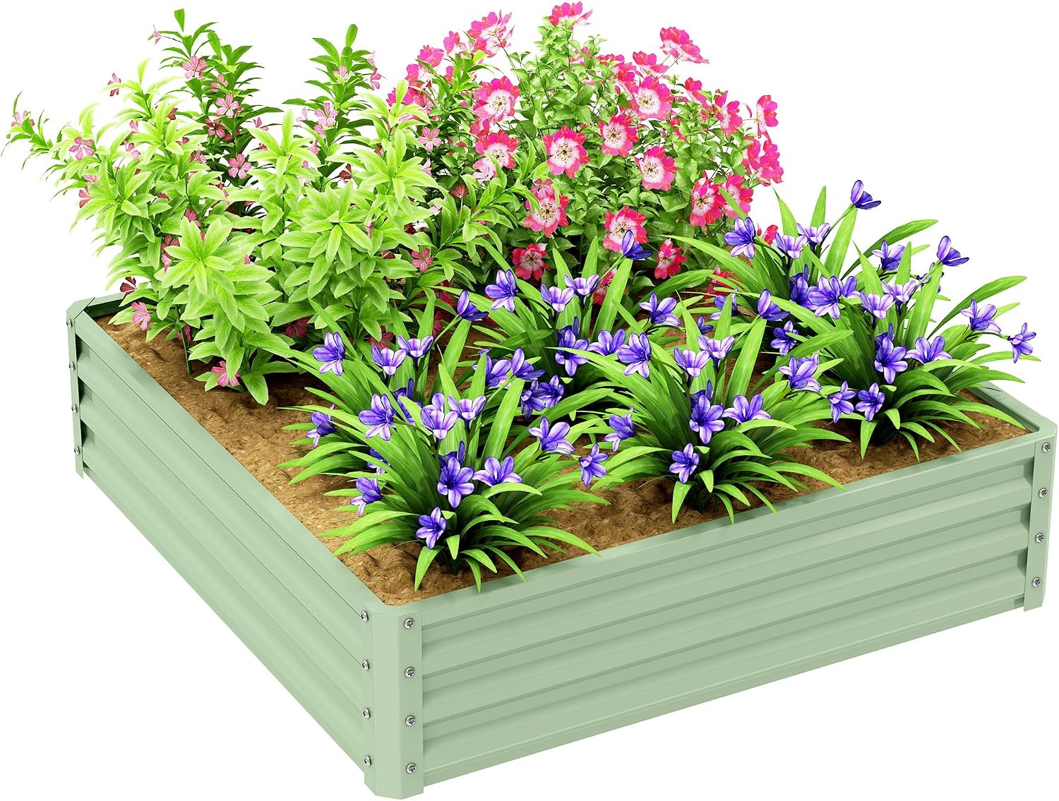 Detalle de Outsunny 845-040V01YG verhoogde moestuinbak 120 x 120 x 30 cm, lichtgroen