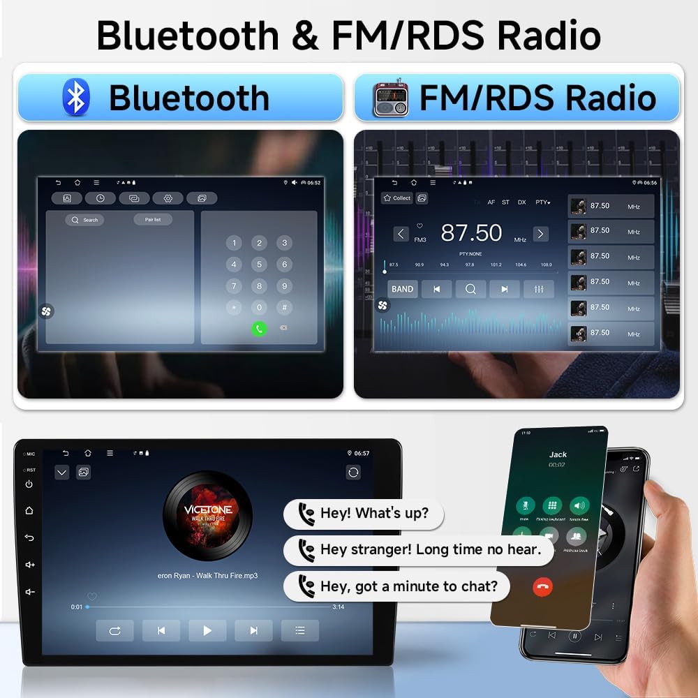 Detalle de ACAVICA Android 15 1-Din Car Stereo for Fiat Ducato / Peugeot Boxer / Citroen Jumper (2007–2023) — Wireless CarPlay, Android Auto, 9" IPS GPS & DSP