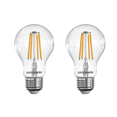 Detalle de paul russells E27 Edison Screw LED Filament – 7W, 806LM, 2700K, Pack of 2