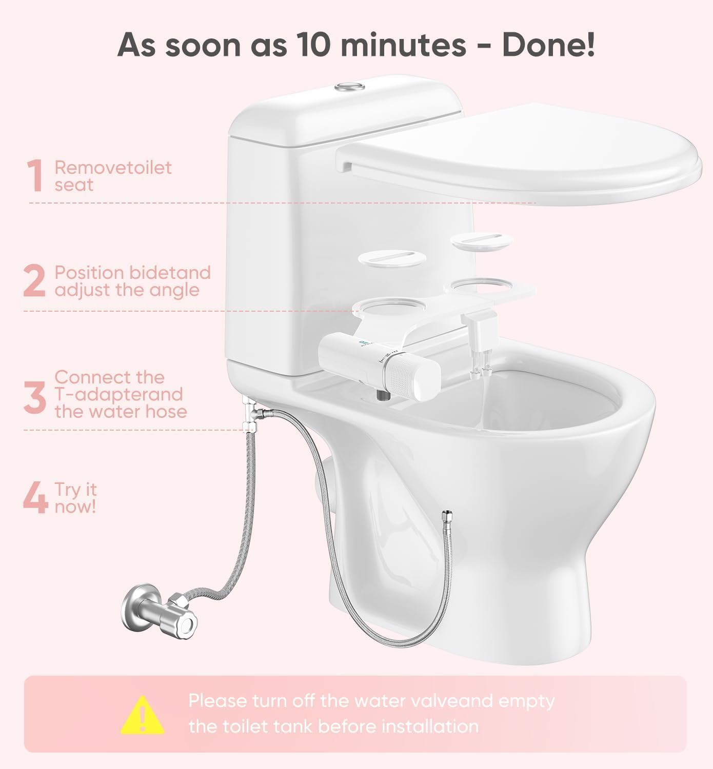 Detalle de POCALAND BJL-001 Bidet Attachment with Dual Wash Modes and Adjustable Pressure
