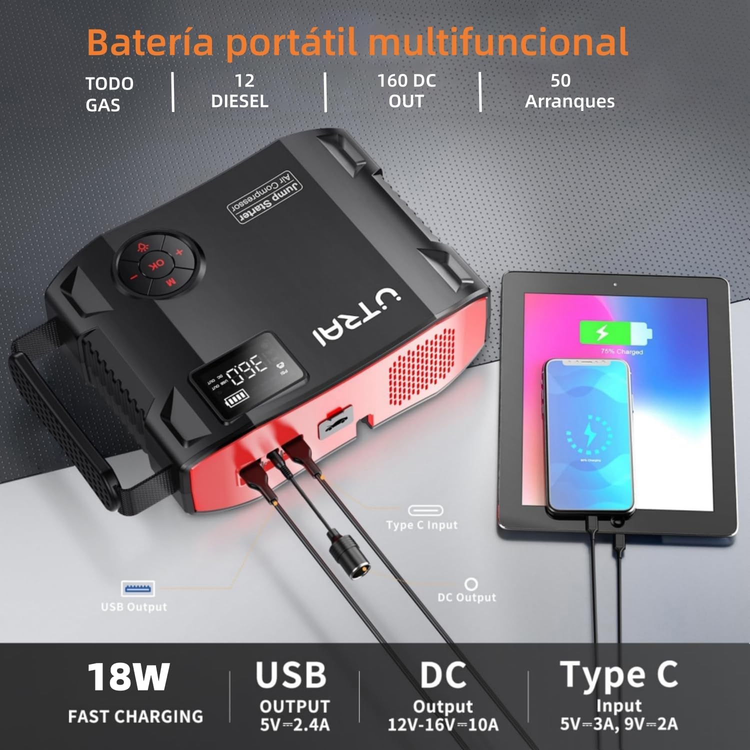 Thumbnail 5 de UTRAI 8000A Arrancador 27.000 mAh