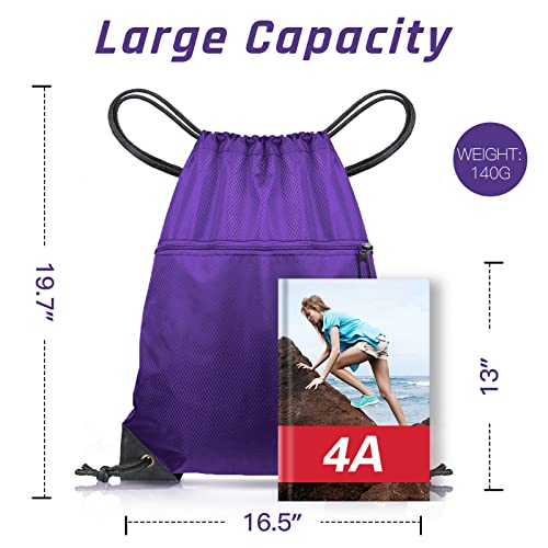 Thumbnail 1 de CHEPULA Drawstring Gym Bag, Large Purple Waterproof Sports Backpack