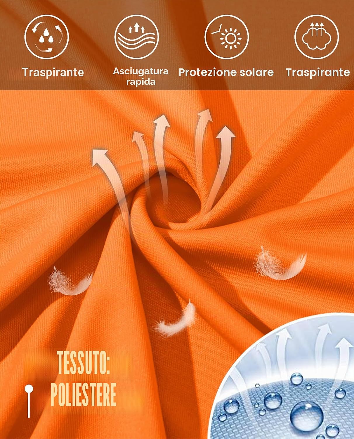 Detalle de KEFITEVD Maglietta a Maniche Lunghe con Protezione UV UPF 50+ per Escursionismo - Leggera e Traspirante