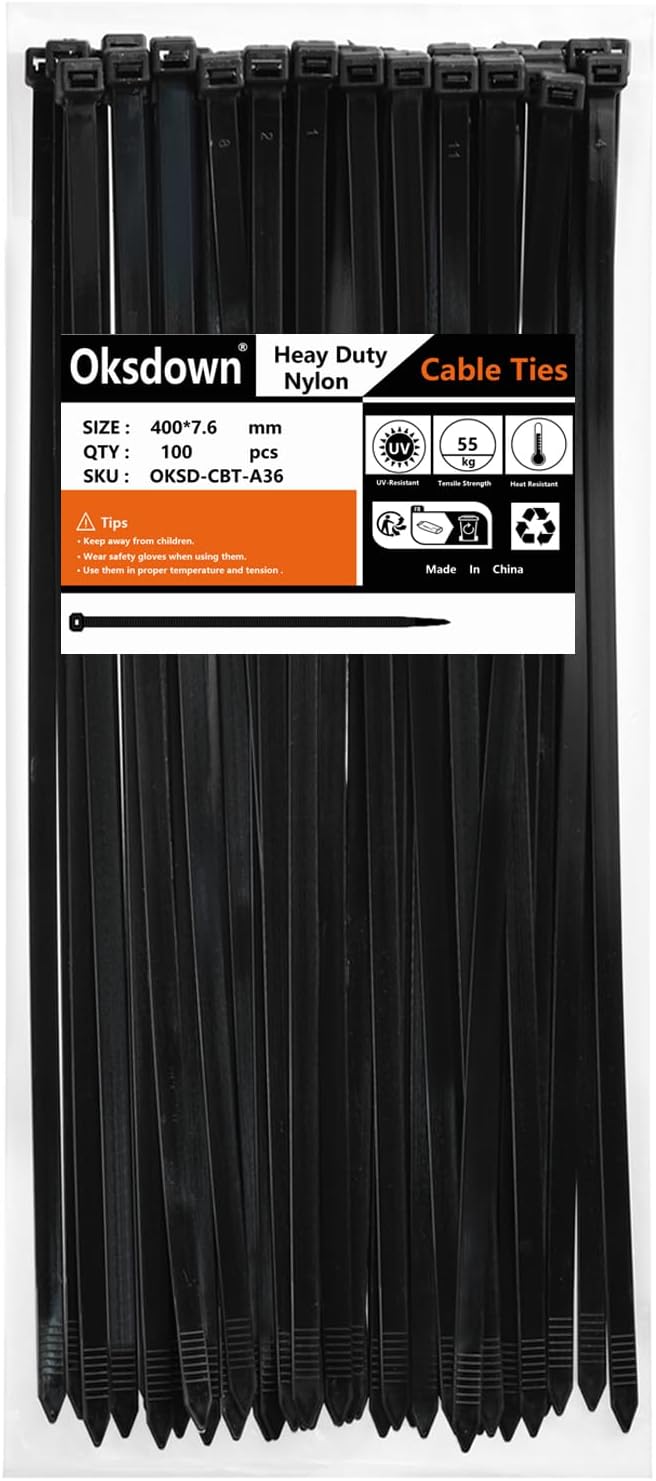 Thumbnail 4 de Oksdown 100 Pack Yellow Thick Cable Ties