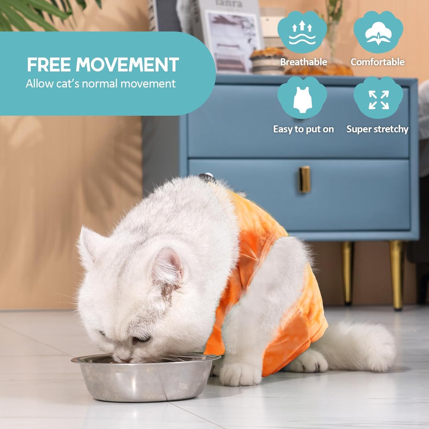 Detalle de Avont Katzenbody nach OP Erholungsanzug | Modal Recovery Suit für Katzen