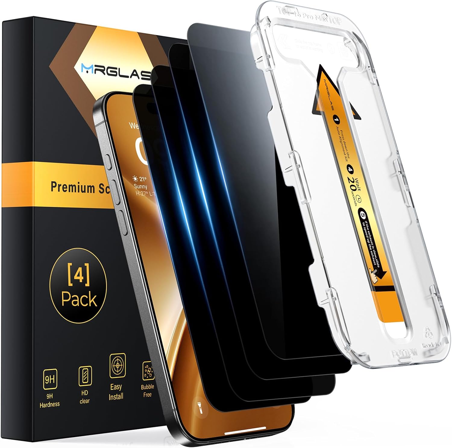 Detalle de MRGLAS Privacy Screen Protector for iPhone 16 Pro Max