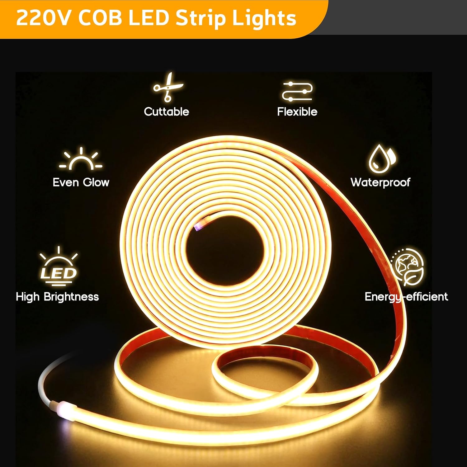 Detalle 2 de YOODI Blanc Froid taśma LED COB 5 m, 6000 K, IP65, 320 LED/m