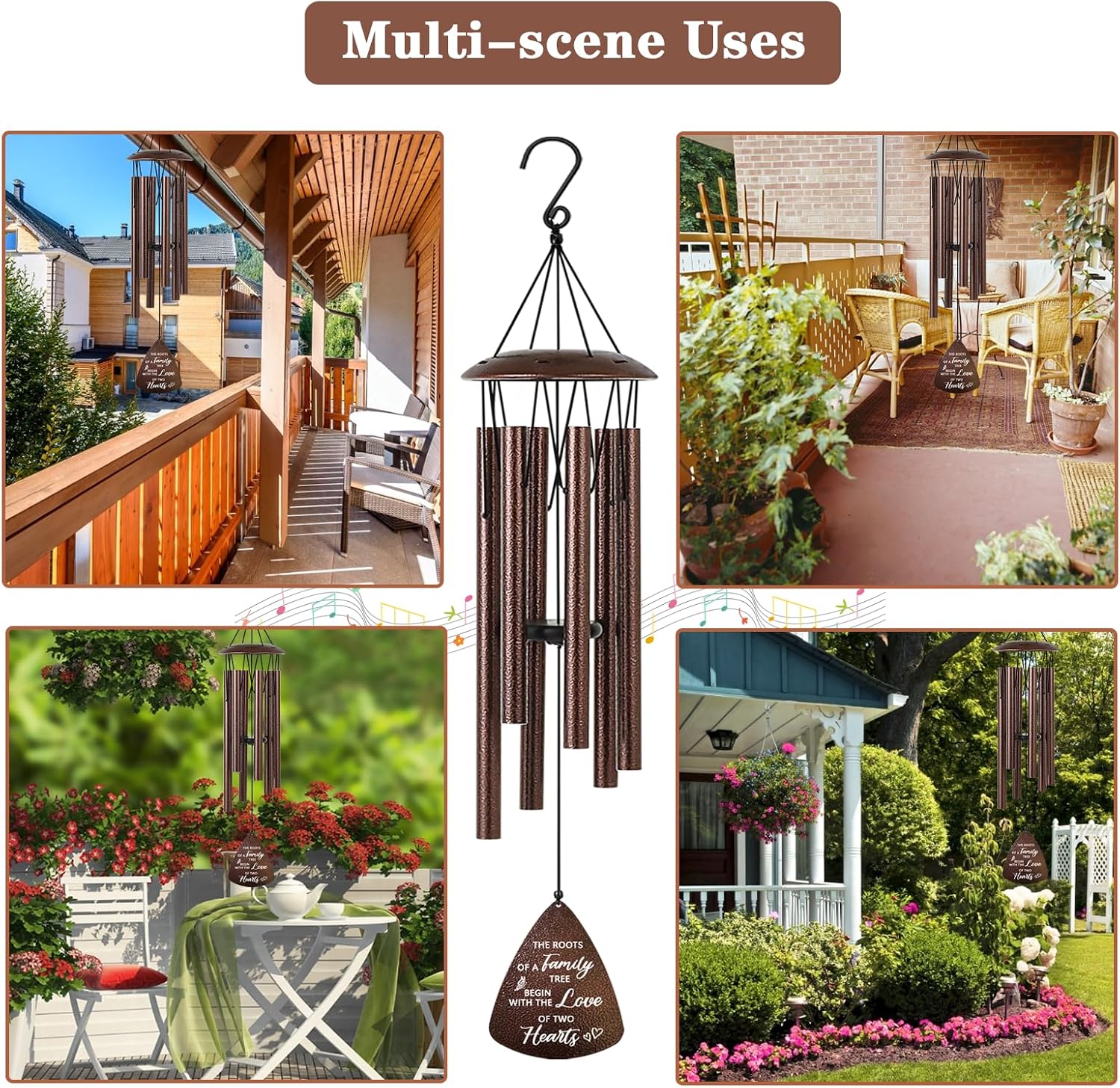 Detalle 2 de Soopau AG-251017 32-Inch Aluminum Wind Chime, Textured Bronze Finish