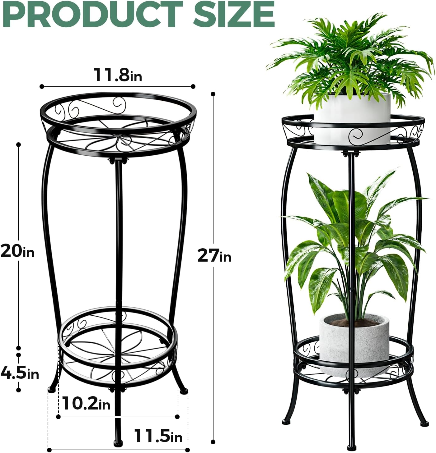 Thumbnail 4 de Bamworld Plant Stand 2‑Tier Metal Plant Rack