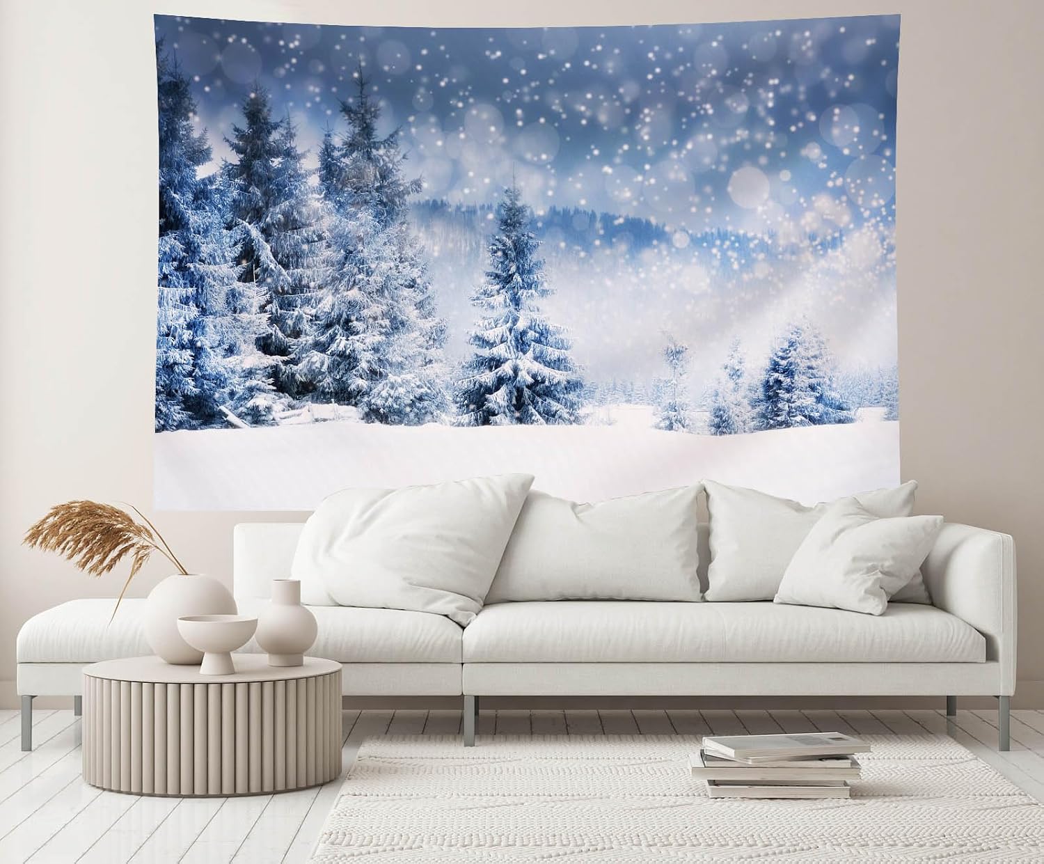 Detalle 2 de CHNBGPRO 1.5x1m Winter Wonderland Backdrop: Snowy Pine Forest Photo Backdrop