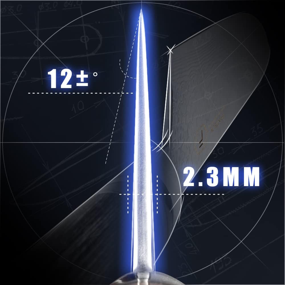 Thumbnail 4 de FANTECK 24 cm Kiritsuke Damastmesser (VG-10, 67 Schichten) mit ergonomischem Griff – Profi Chefmesser in Geschenkbox