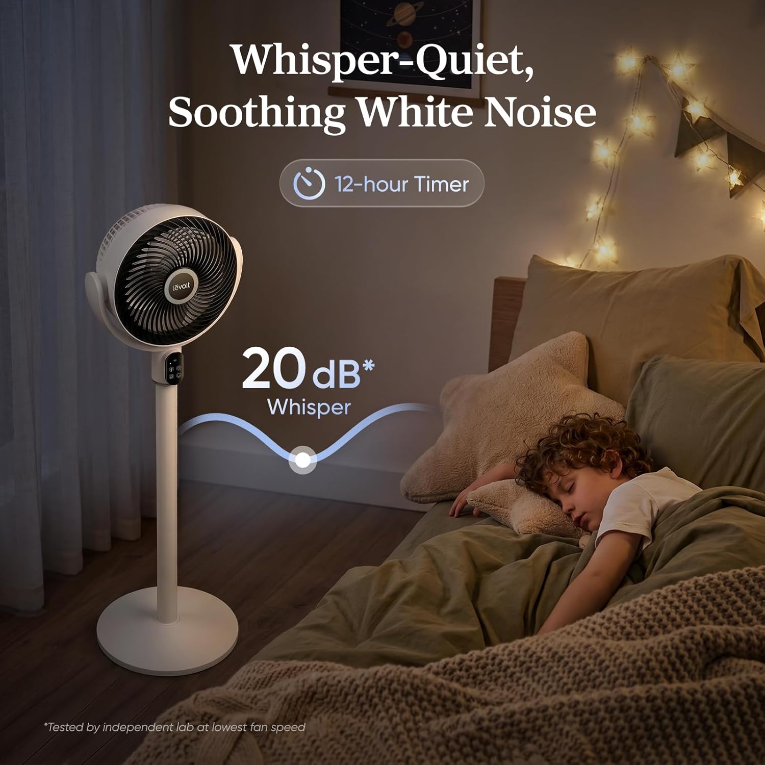 Detalle de LEVOIT Standing Fan for Bedroom – Ultra-Quiet DC Pedestal with 1024 CFM, 90° Oscillation and Remote