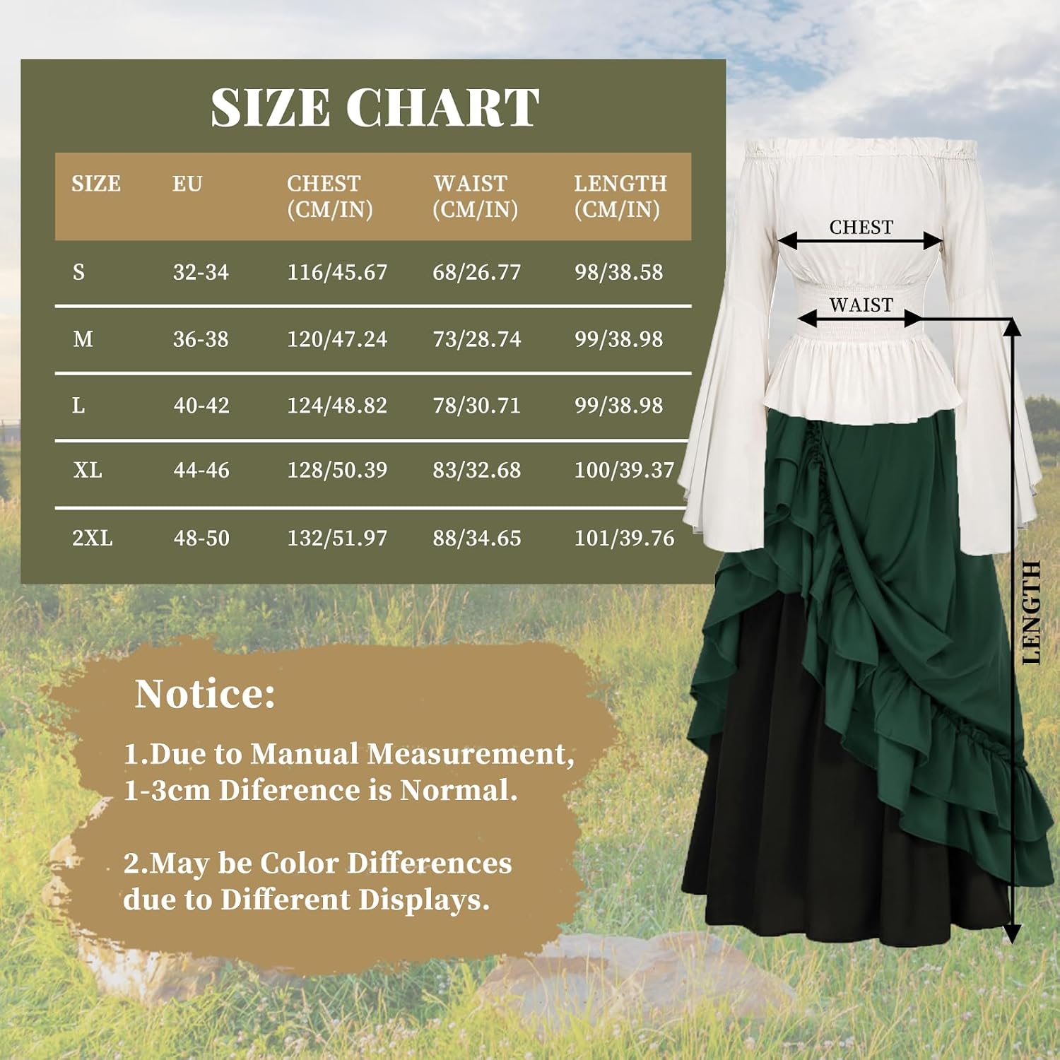Detalle de JONRRYIN Mittelalter Kleid XXL