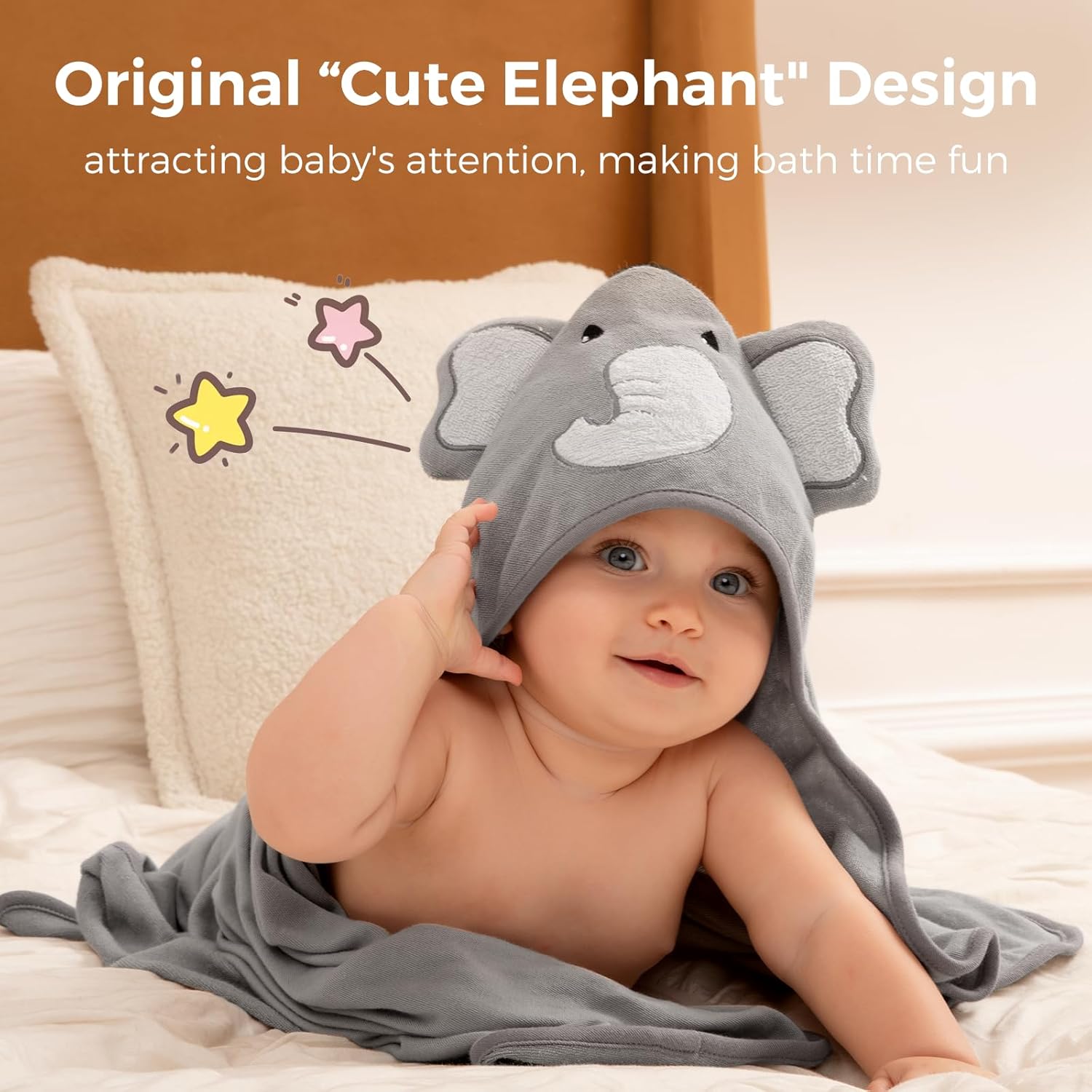 Thumbnail 1 de momcozy Hooded Baby Towel Set: 8-Piece Bath Kit with Elephant Hooded Towels and Washcloths