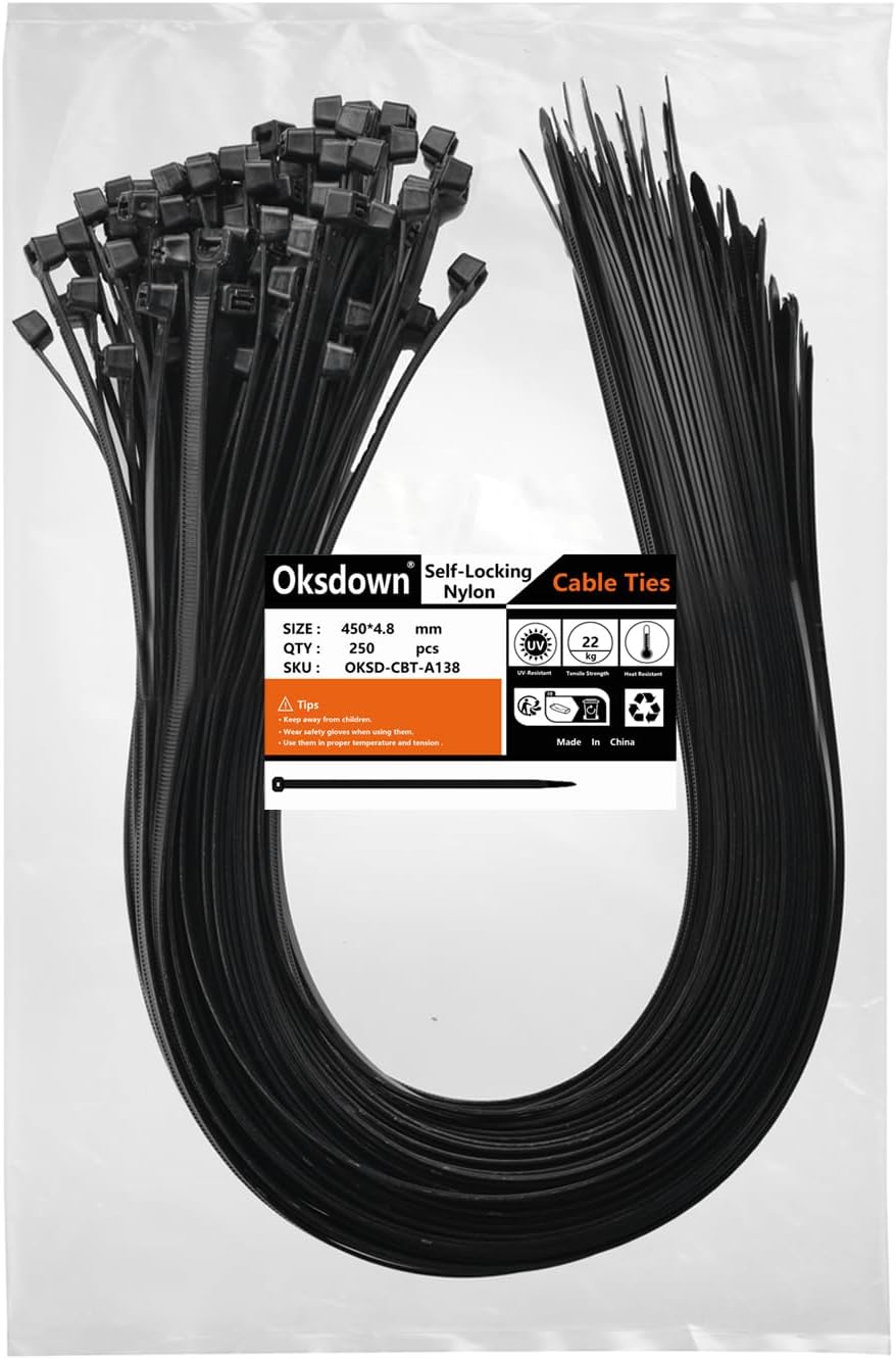 Detalle 2 de Oksdown Cable Ties 450mm 4.8mm Black