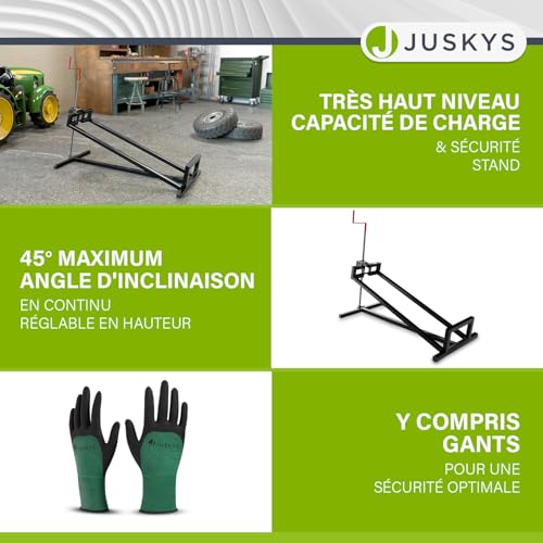 Thumbnail 3 de Lève-tondeuse Juskys 400 kg, plateau inclinable jusqu'à 45° – accessoire robuste pour autoportées et tracteurs tondeuses