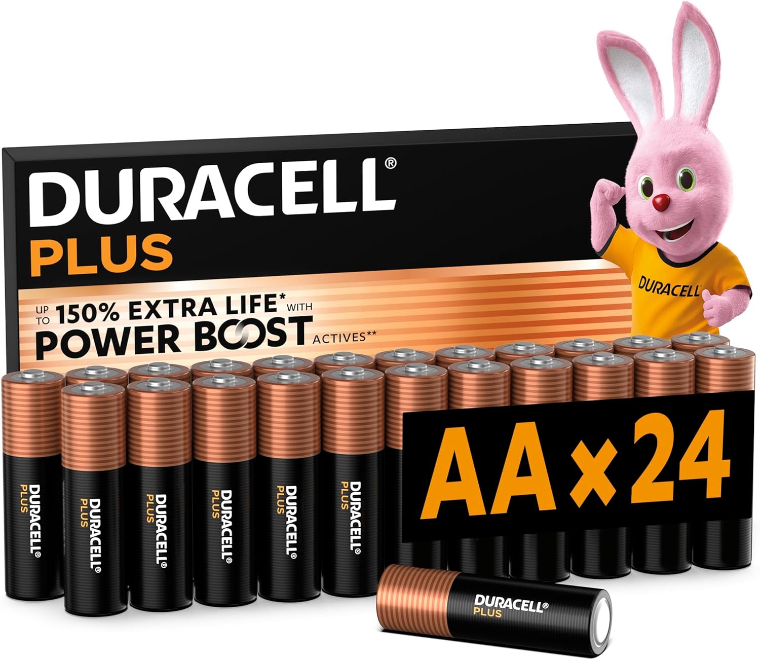 DURACELL Batterie Plus AA (Confezione da 24) – Prestazioni affidabili e durata prolungata per uso quotidiano