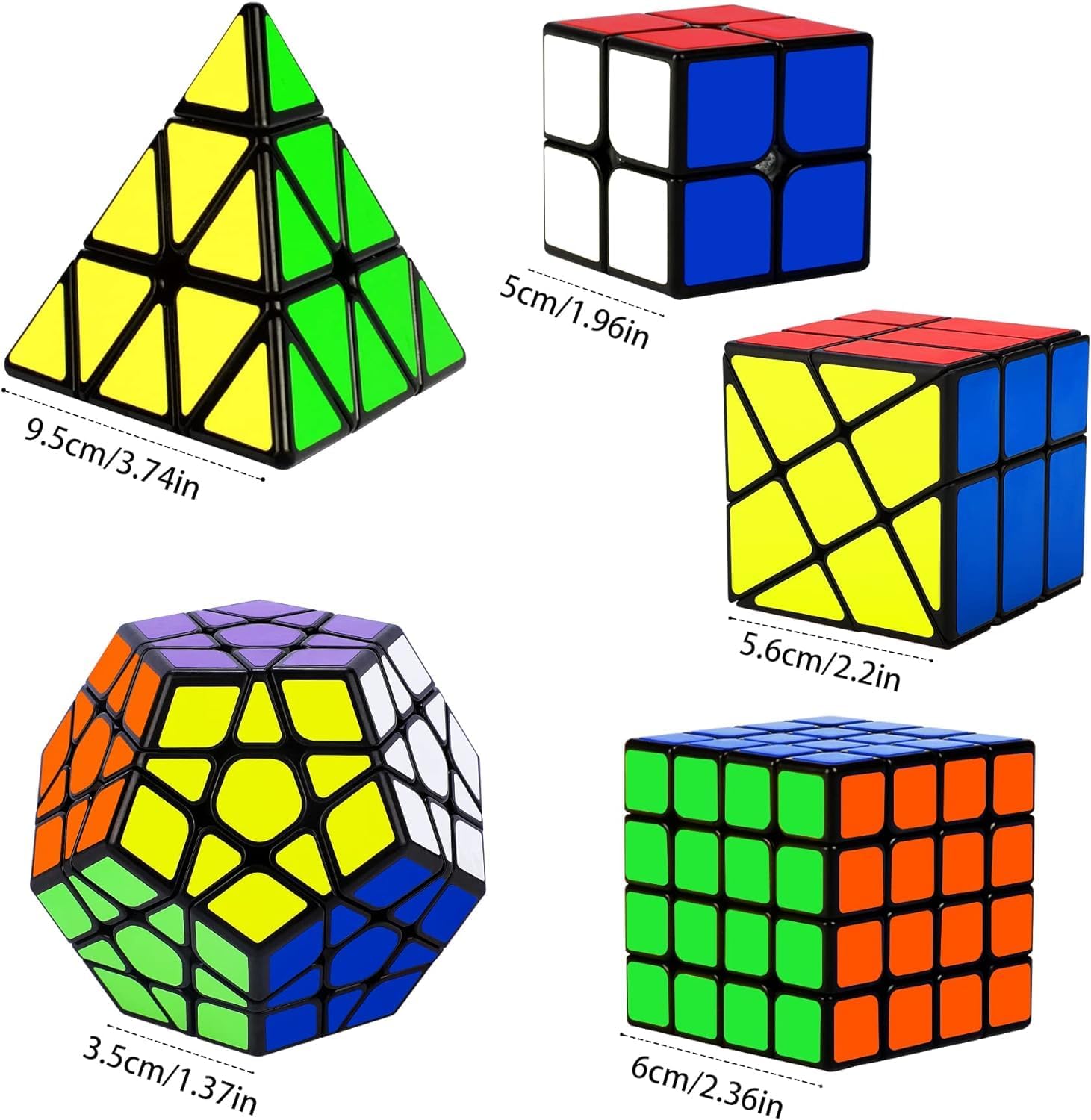 Thumbnail 2 de Coolzon Set di 5 cubi magici: 2x2, 4x4, Fenghuolun, Pyraminx e Megaminx