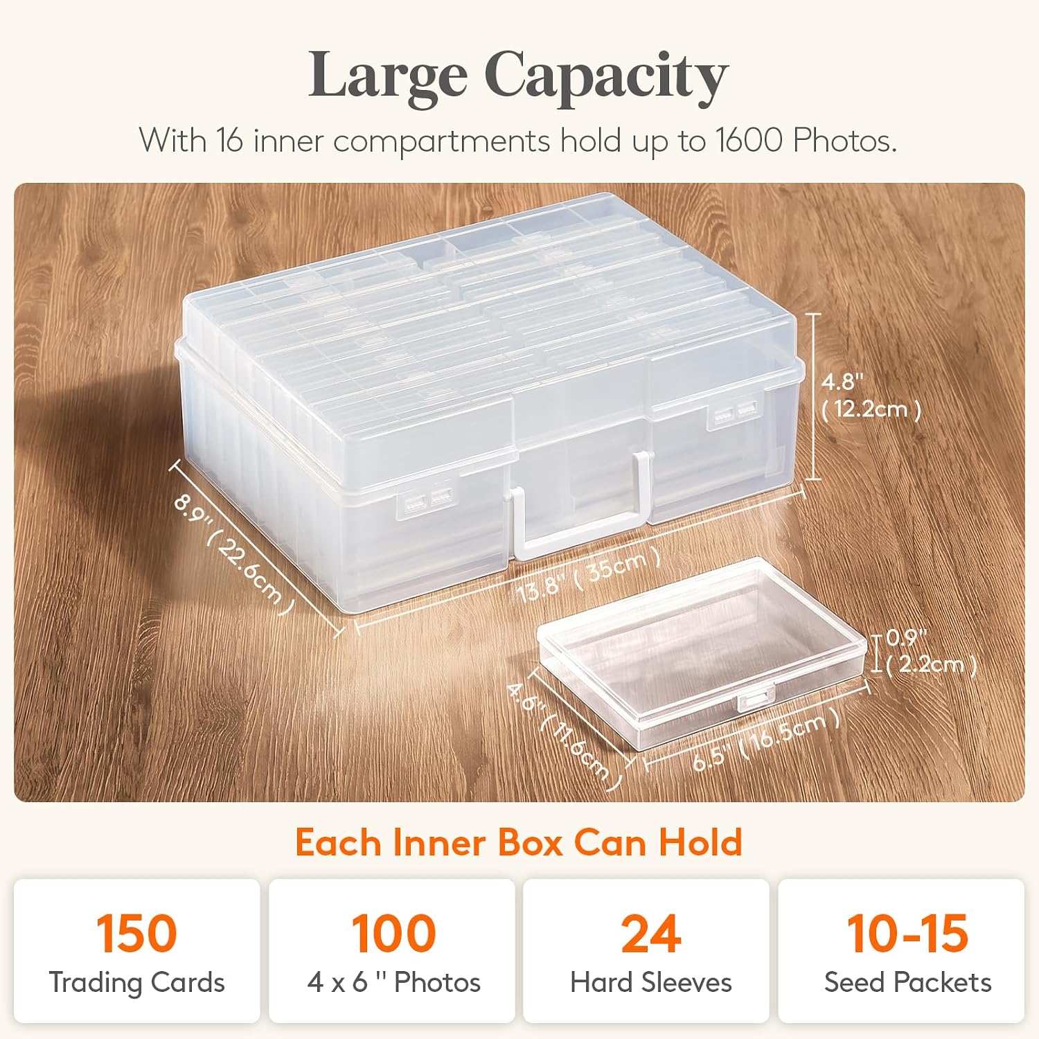 Detalle de Lifewit 16 Pcs Photo Storage Box – Acid-Free, Large Capacity, Stackable with Labels
