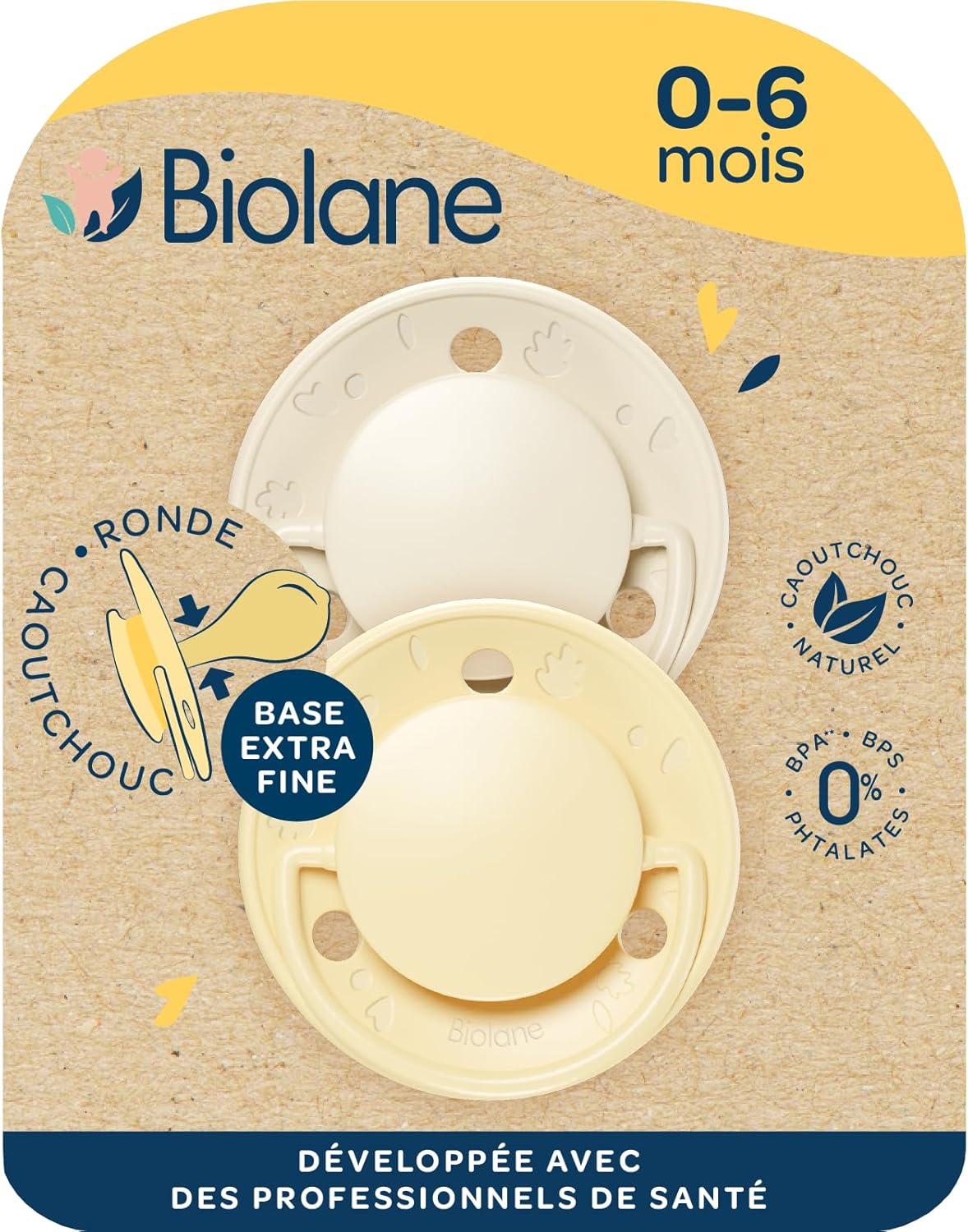 Thumbnail 3 de BIOLANE tétines rondes extra-fines 0 à 6 mois lilas et beige en caoutchouc naturel