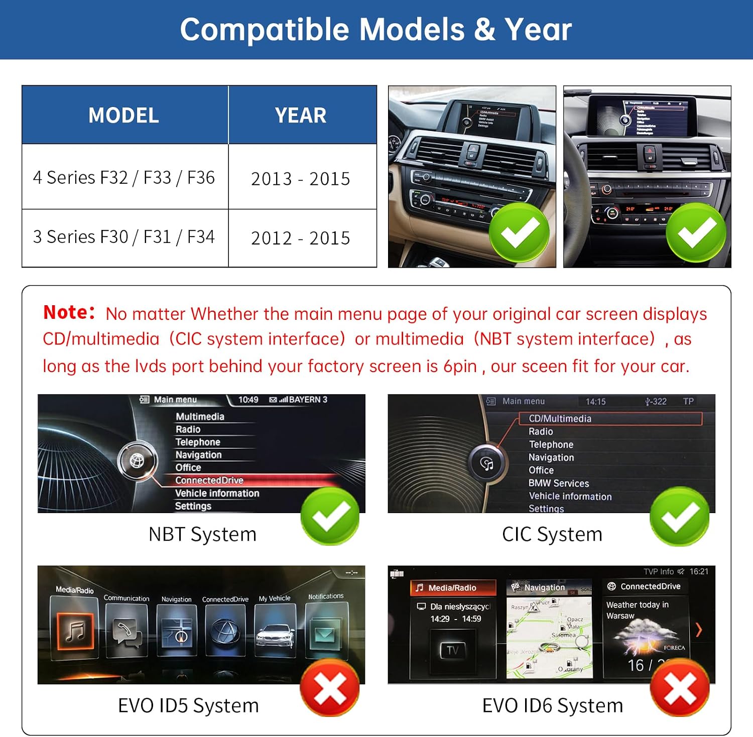 Detalle 2 de Road Top autoradio da 12,3 pollici per BMW Serie 3 e 4 F30/F31/F32 (2012–2015): CarPlay senza fili, Android Auto e MirrorLink