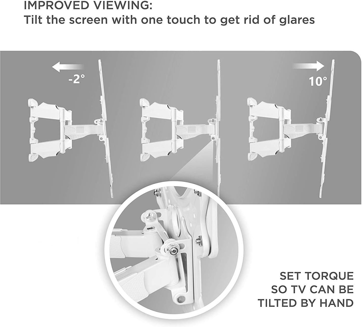 Thumbnail 3 de ONKRON Supporto TV da parete M5-W per TV 37–70 pollici, braccio inclinabile e girevole VESA 100x100–400x400, bianco M5-W