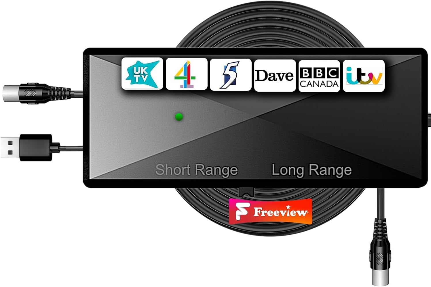 BsphereX TV Aerial Booster Amplifier for Freeview HD (High Gain Indoor, USB Powered)