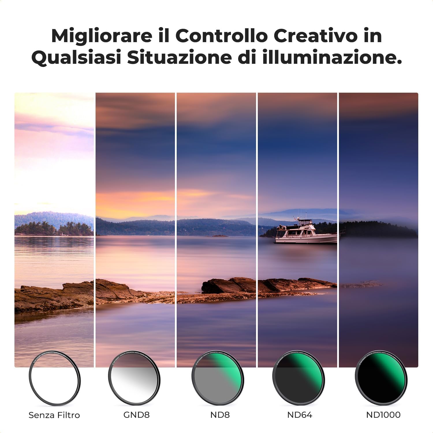 Thumbnail 2 de K&F CONCEPT Nano-Xcel 77mm Kit filtri magnetici: MCUV+ Polarizzatore Circolare + ND1000