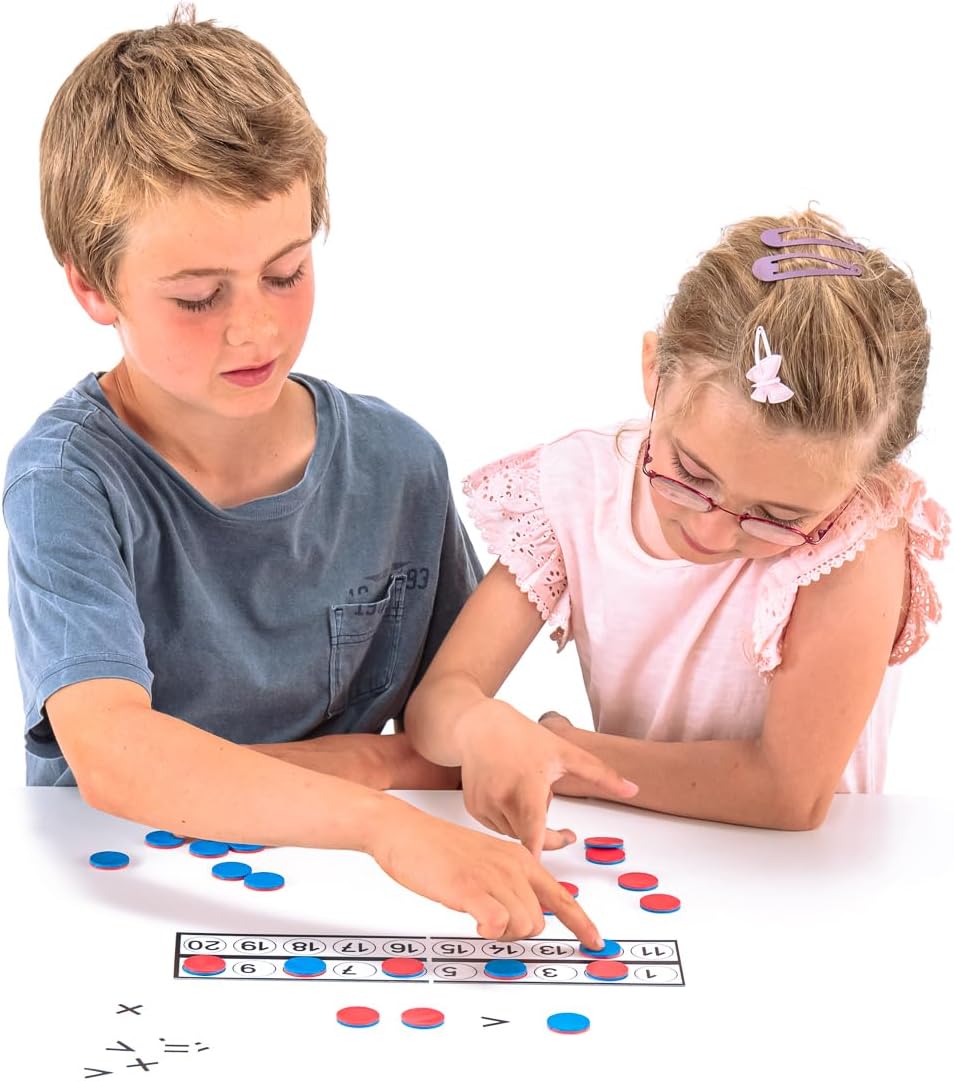 Detalle de WISSNER® Schüler Rechenleiste mit 22 Wendeplättchen und 10 Rechenzeichen – für Addition, Subtraktion & Zahlenfolgen