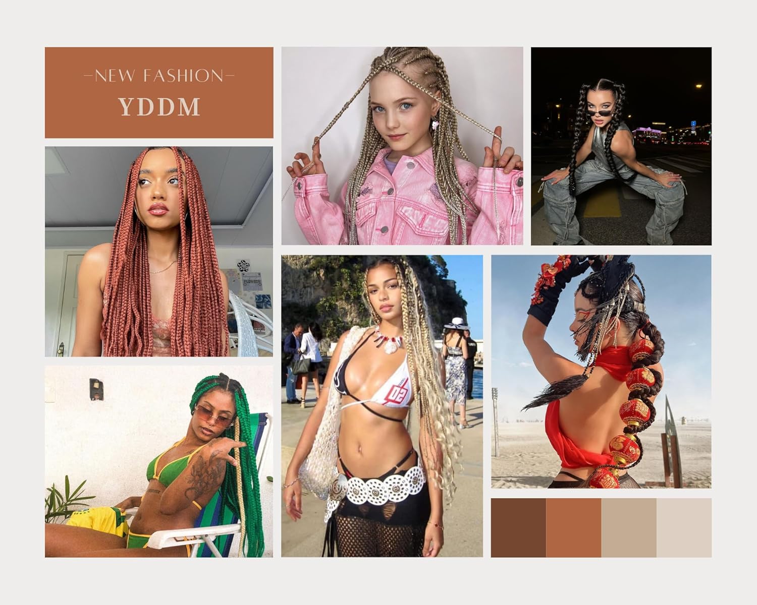 Thumbnail 5 de YDDM Kunsthaar zum Einflechten Pre Stretched Braiding Hair „Weiß Glitz“ (Yaki) – 6er Pack