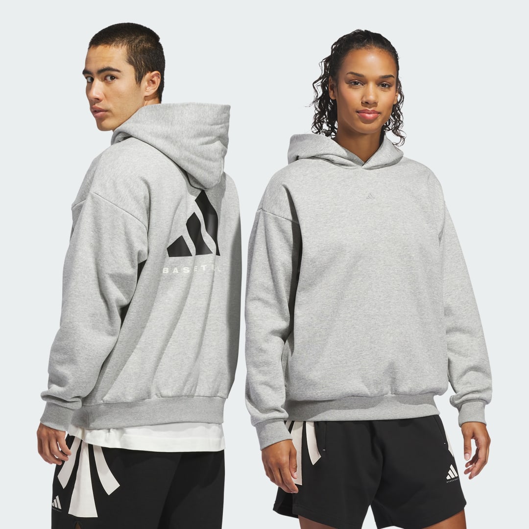 Detalle de Sudadera con capucha adidas Basketball Fleece (Género neutro) – Gris