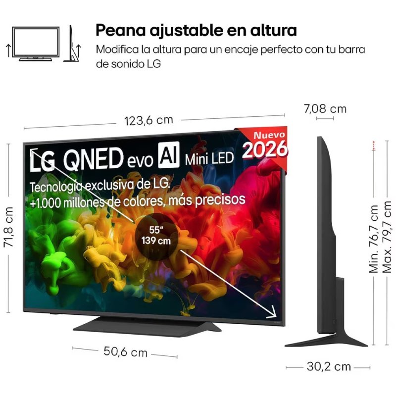 Detalle 2 de LG QNED8EB3B 55QNED8EB3B (55'') MiniLED 4K con WebOS y AI Sound Pro