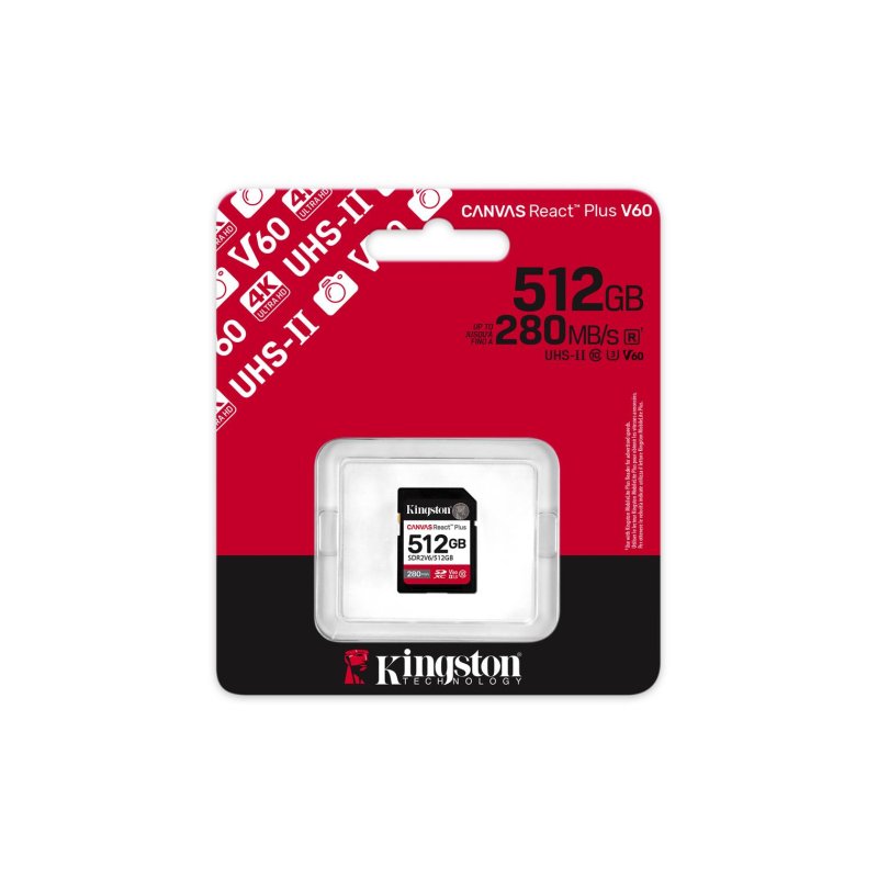 Detalle 2 de Kingston Canvas React Plus 512GB SDXC UHS-II V60: alto rendimiento para creadores exigentes