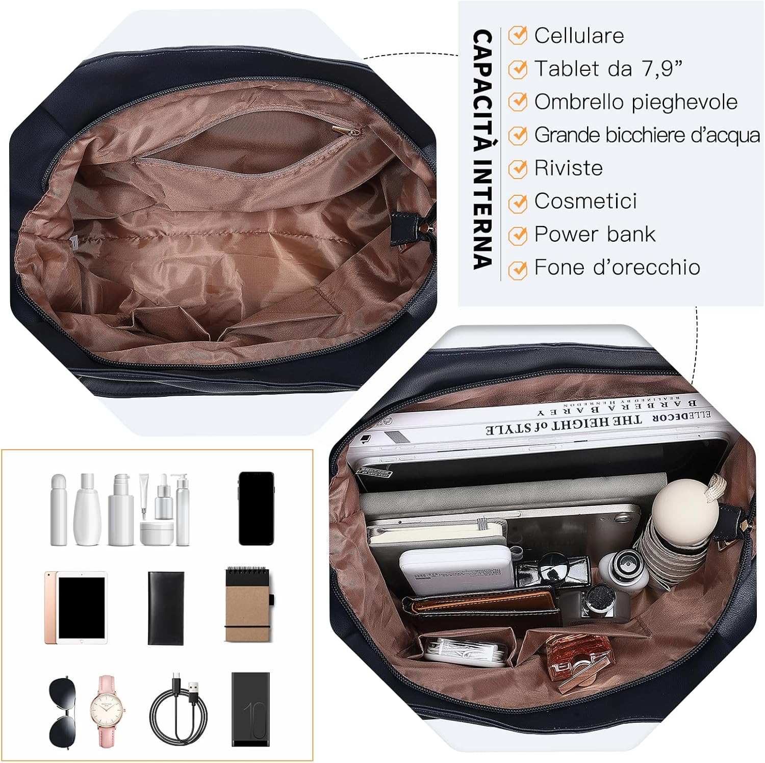 Thumbnail 1 de Miss Lulu Borsa Donna Grande con Tracolla Regolabile in Pelle PU Impermeabile – Tote per Lavoro, Scuola, Università e Viaggio