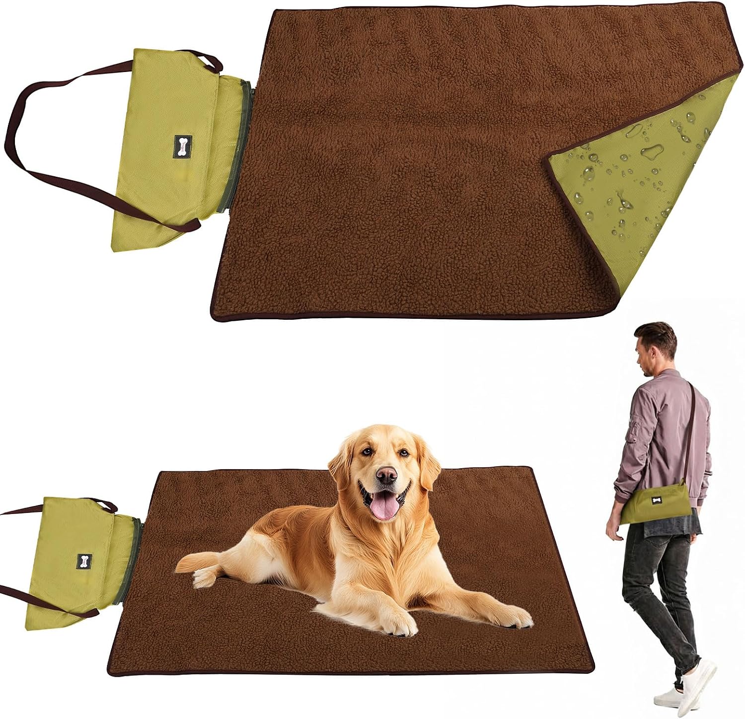 Detalle de Pinboov faltbare Hundedecke für Unterwegs – 100×70 cm, wasserdicht, mit Tasche