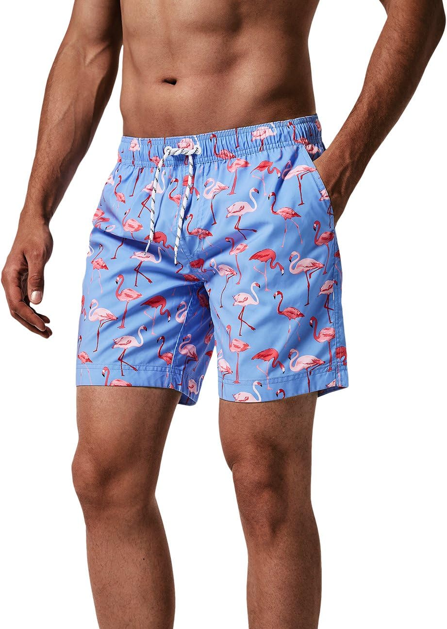 Detalle de MaaMgic Badehose Herren: Schnelltrocknende Boardshorts mit Mesh-Futter, 18 cm Innenlänge