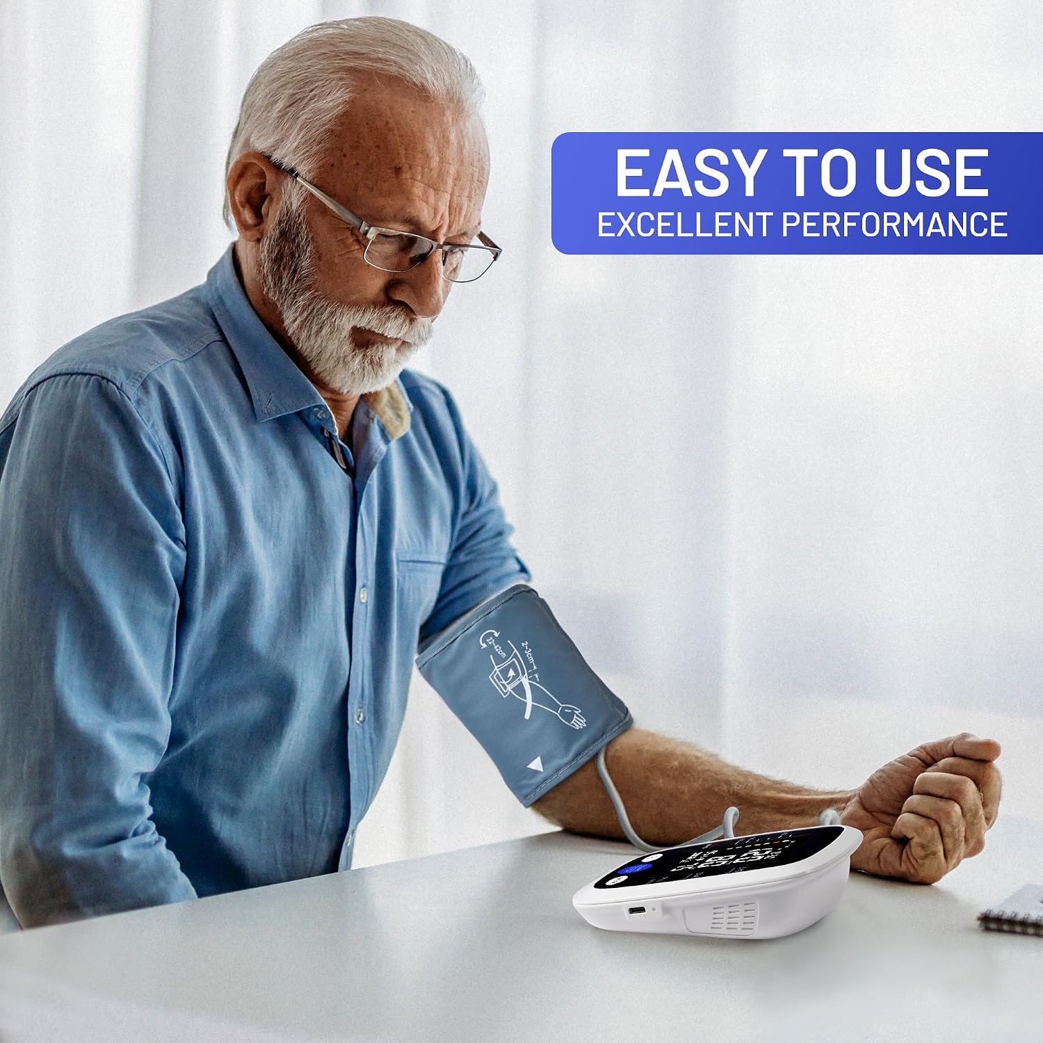 Detalle de REDIVN BSX568 Upper Arm Blood Pressure Monitor with Backlit LCD and Dual-User Memory