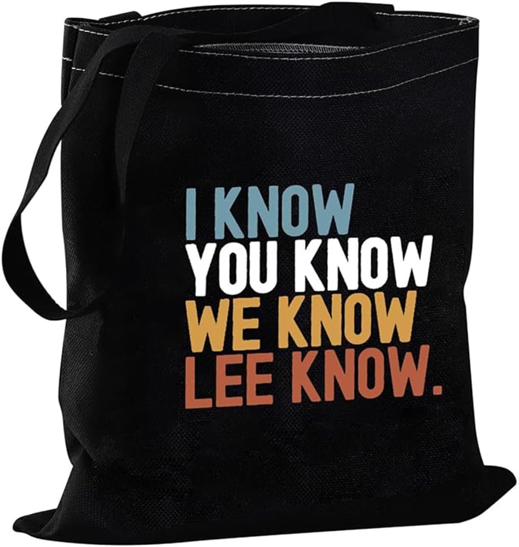 Detalle de PXTIDY Inspired Tote Bag I Know You Know Lee Know SKZ Cartoon Character Tote Bag