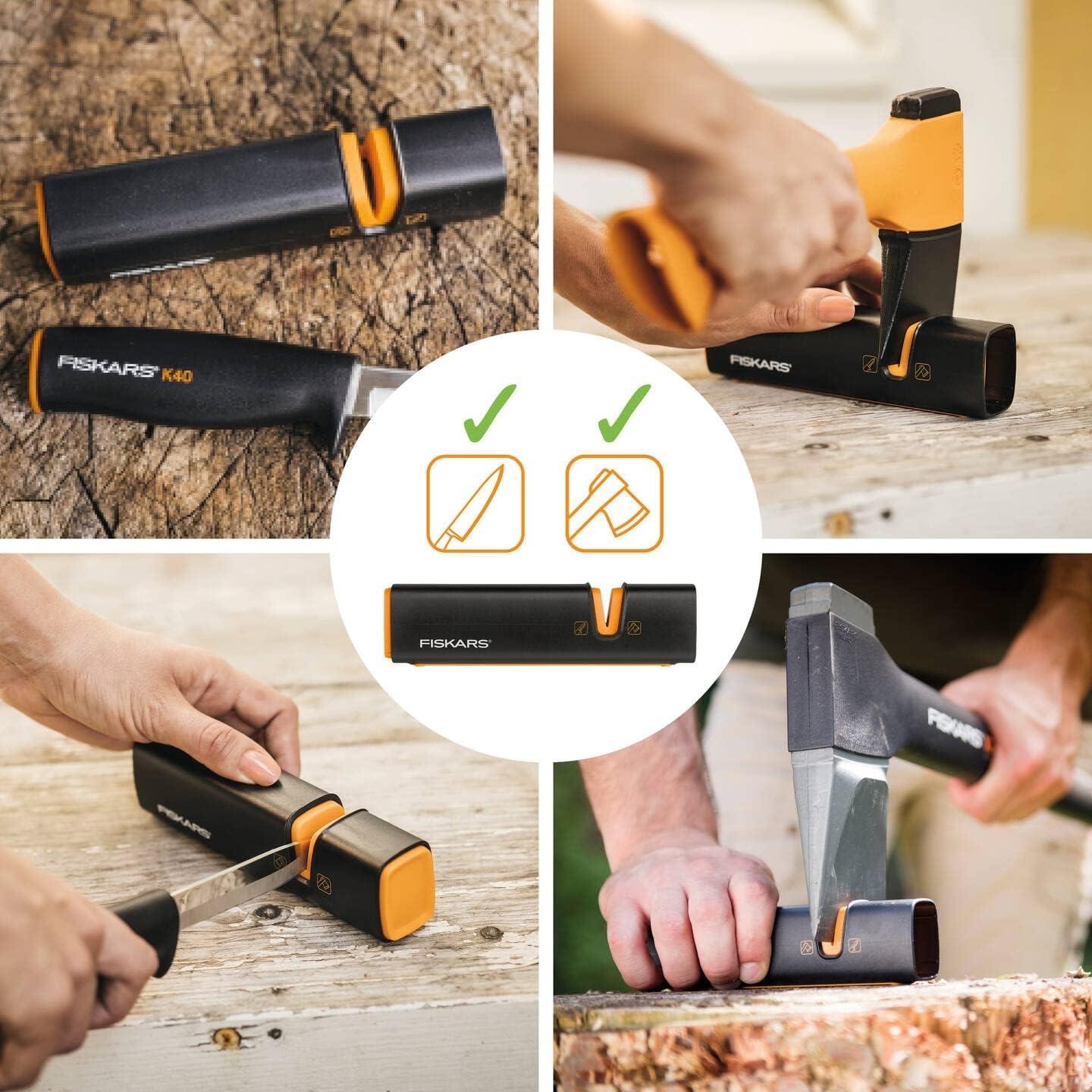 Thumbnail 2 de Fiskars Kaminofen-Set Freizeitbeil X5-XXS, 23 cm inkl. Xsharp Schärfer, Universalmesser K40 und Köcher