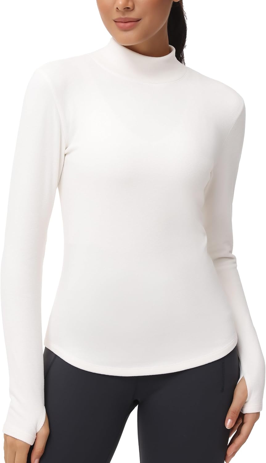 Detalle de THE GYM PEOPLE Maglia a collo alto in pile con fori per il pollice