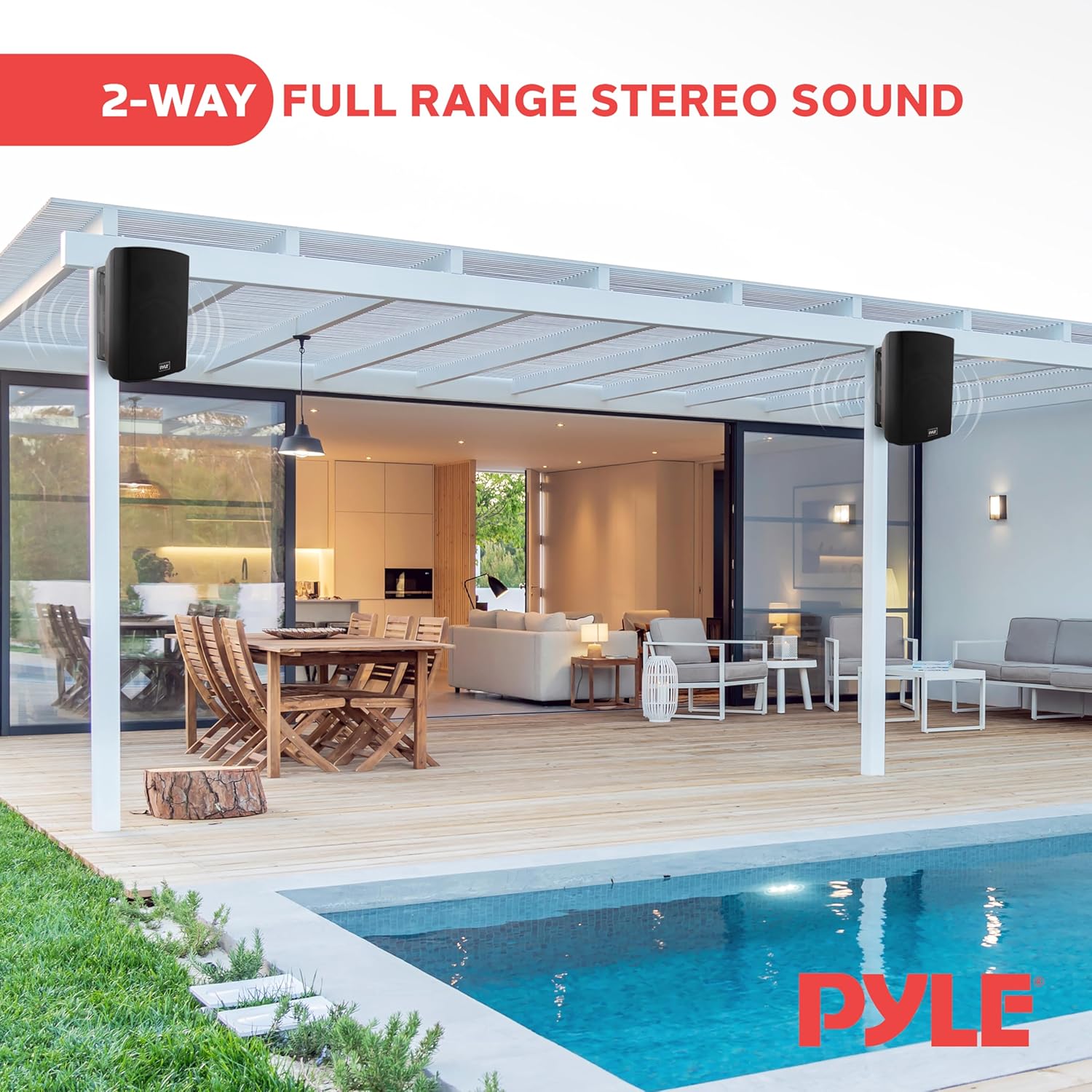 Detalle de Pyle Bluetooth Speakers: Waterproof Wall-Mounted System for Indoor & Outdoor Use