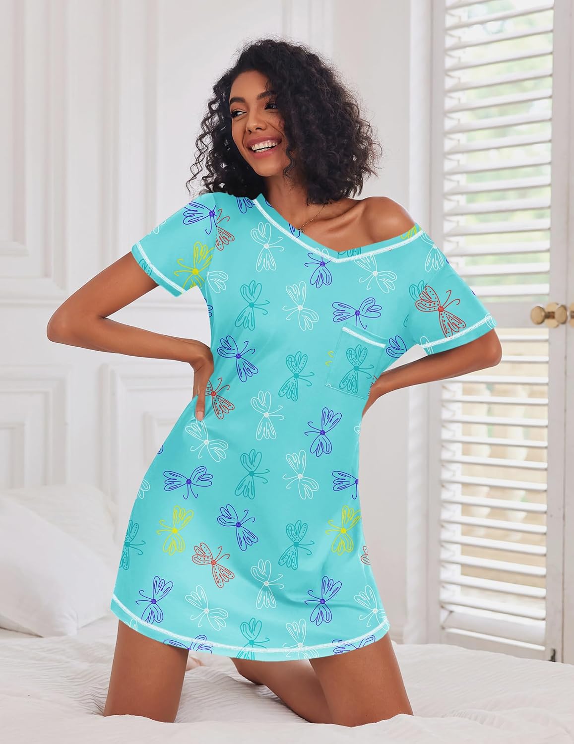Detalle de Ekouaer Women's Nightgowns, 3-Pack