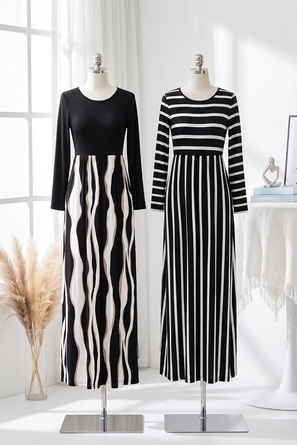 Detalle de AUSELILY Women's Long Sleeve Maxi Dress with Pockets