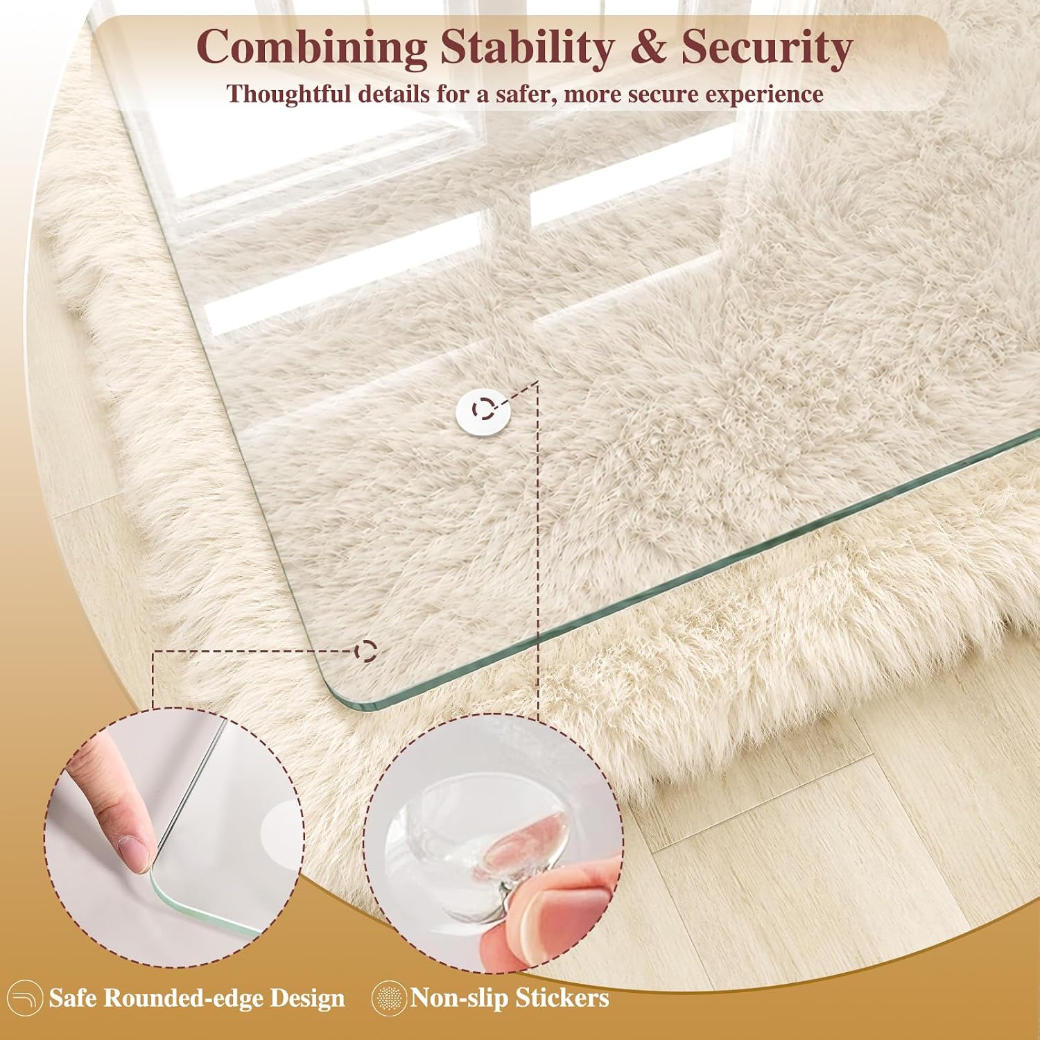Detalle 1 de MYSUNORIA office chair mat for carpet, 46" x 55" tempered glass