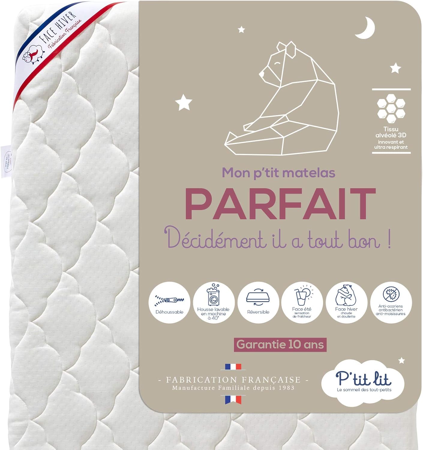 Detalle de P'TIT LIT Matelas Bébé Parfait 60x120 cm