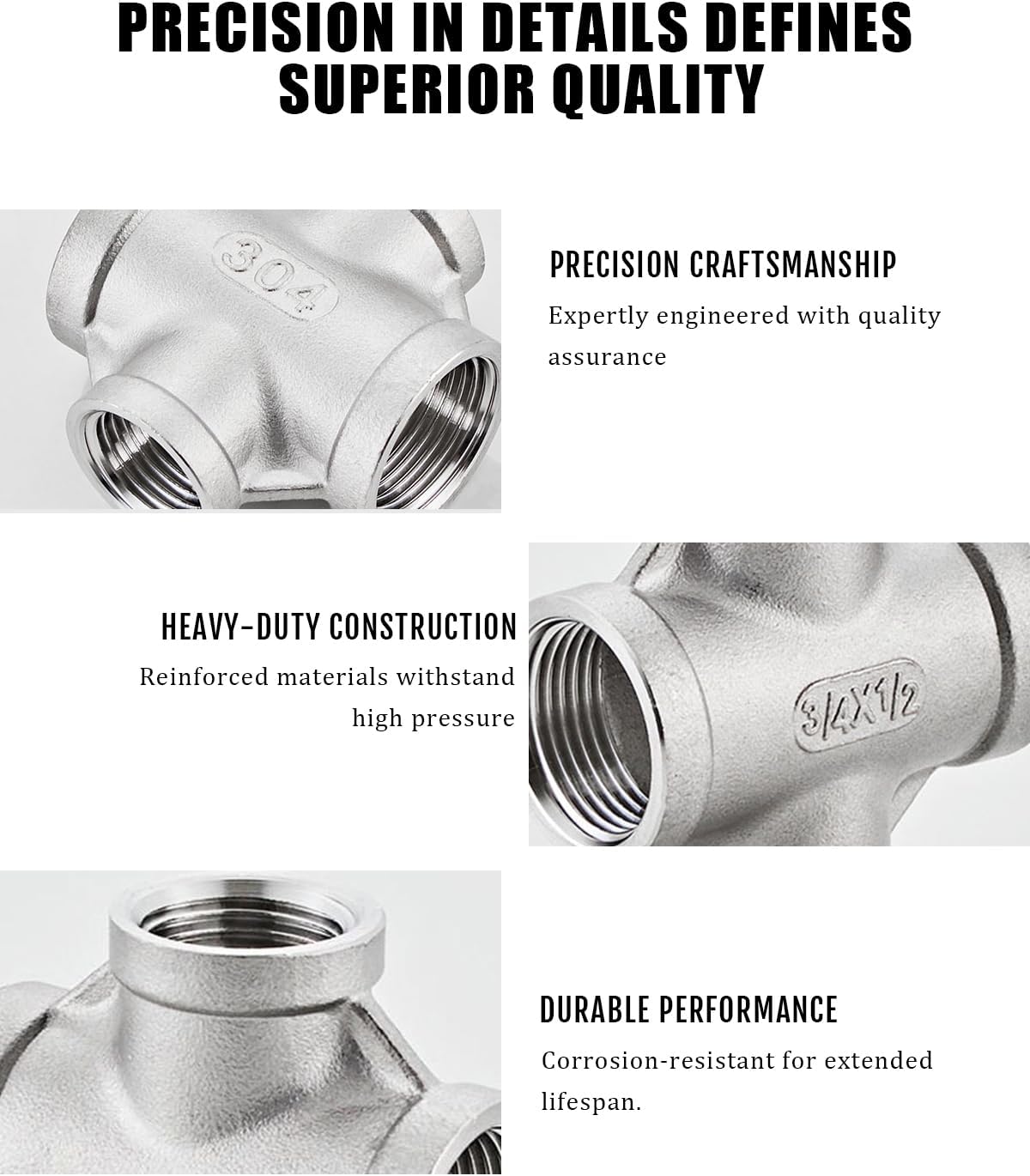 Detalle 2 de AGUTEA Stainless Steel Pipe Cross, 1 Inch