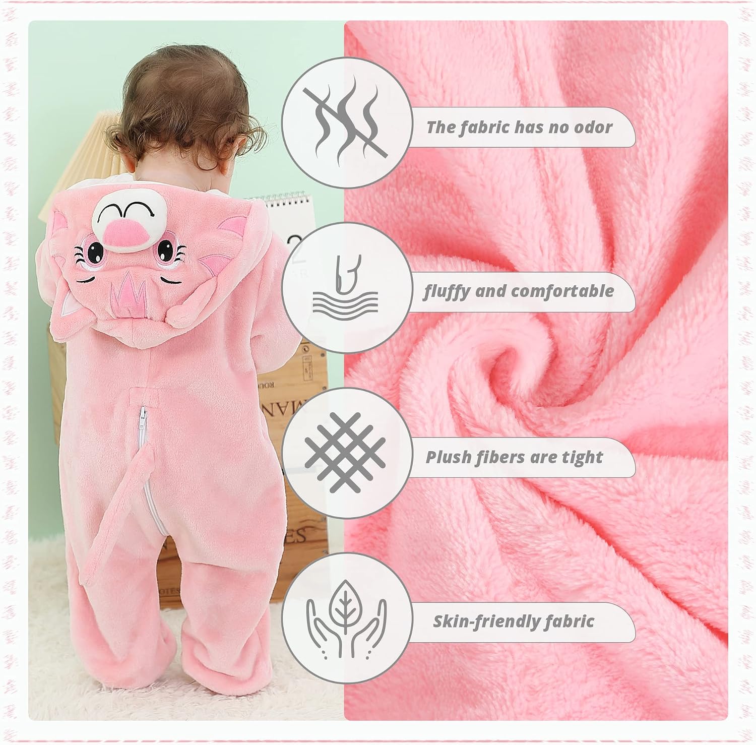 Thumbnail 6 de MICHLEY AP13-Cat-100 Baby Cat Romper, Soft Flannel with Double Zipper