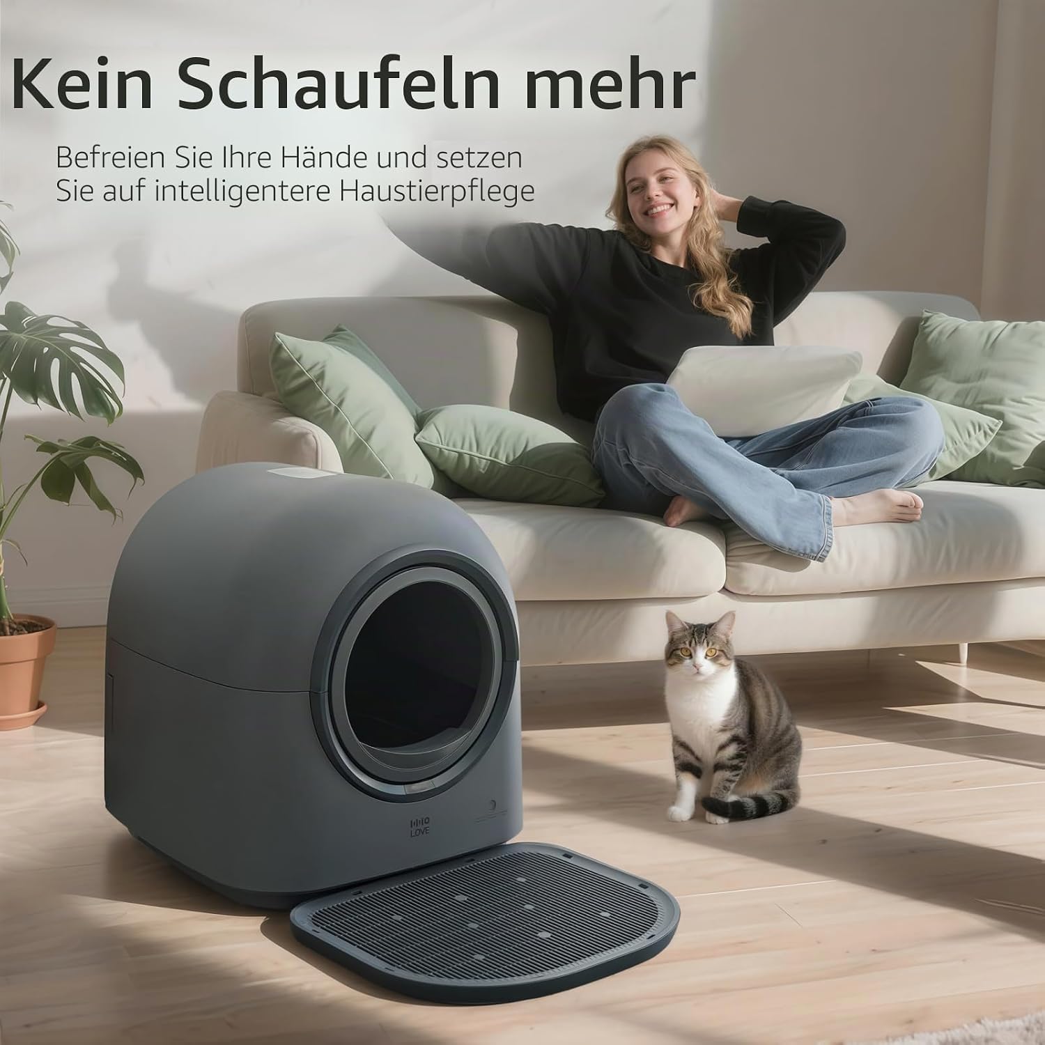 Detalle de HHOLOVE Katzentoilette Selbstreinigend Automatisch 60L – Sicherheit, App-Steuerung & Geruchskontrolle
