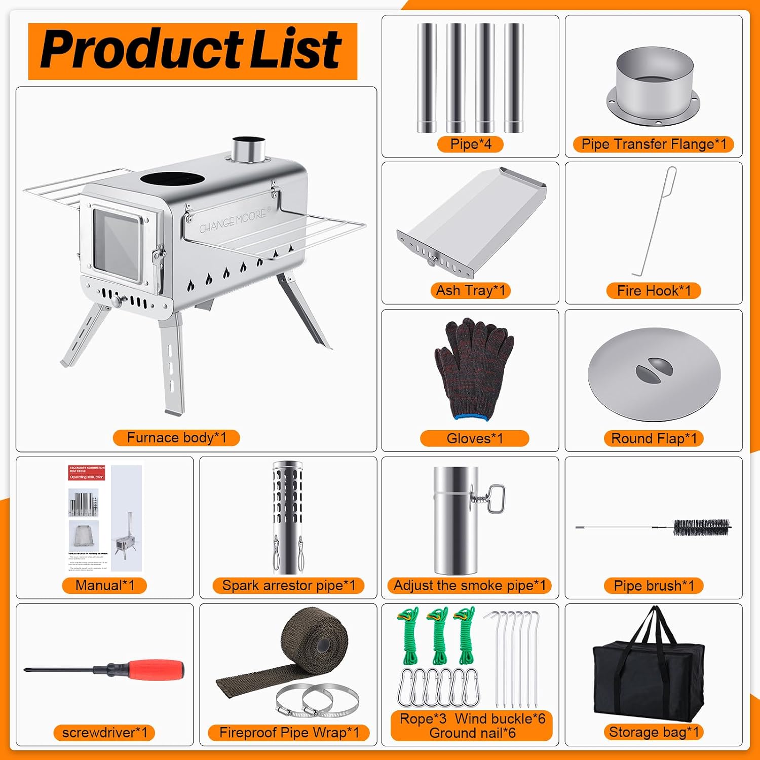 Thumbnail 6 de Change Moore Medium Tent Stove 2.0 with Schott glass and secondary combustion