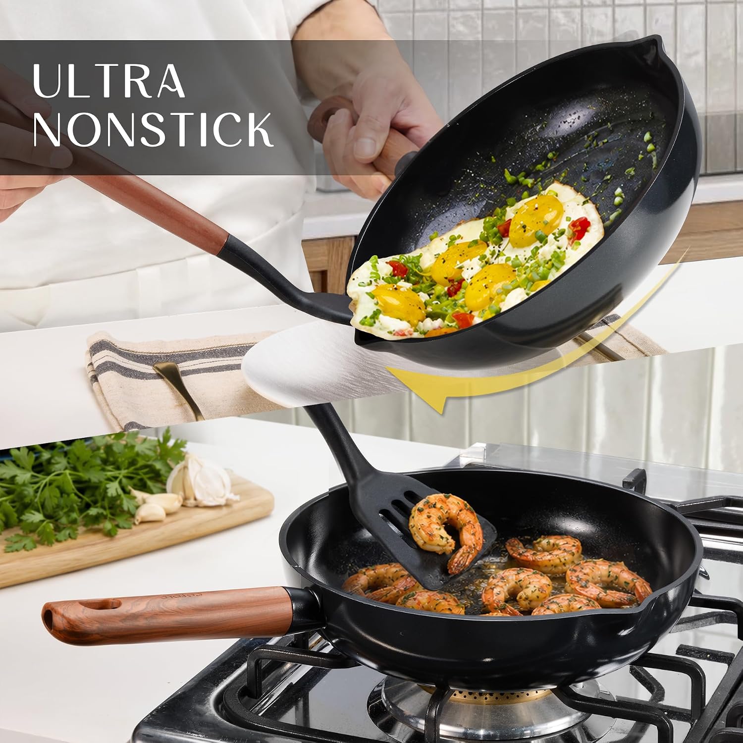 Detalle de CAROTE Ceramic Cookware Set, 21-Piece